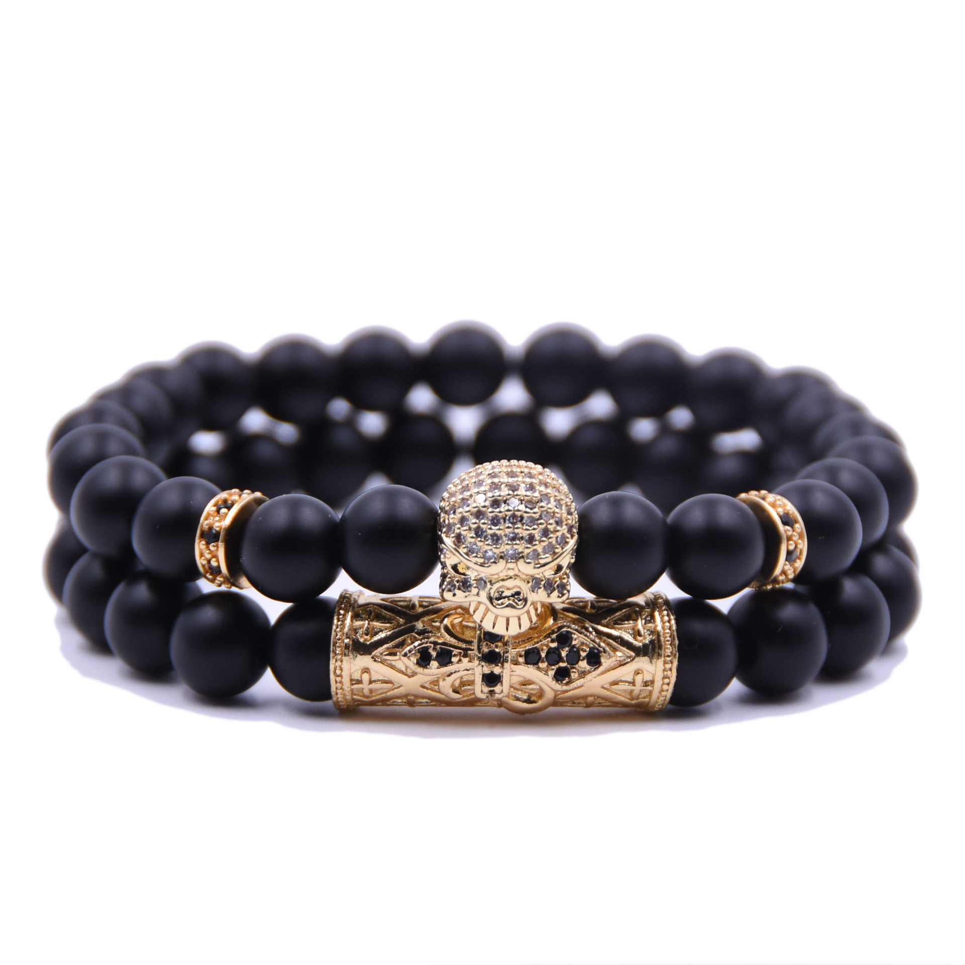Black & Gold Skull Bracelet / Wrist Wrap – Dahlia&Star