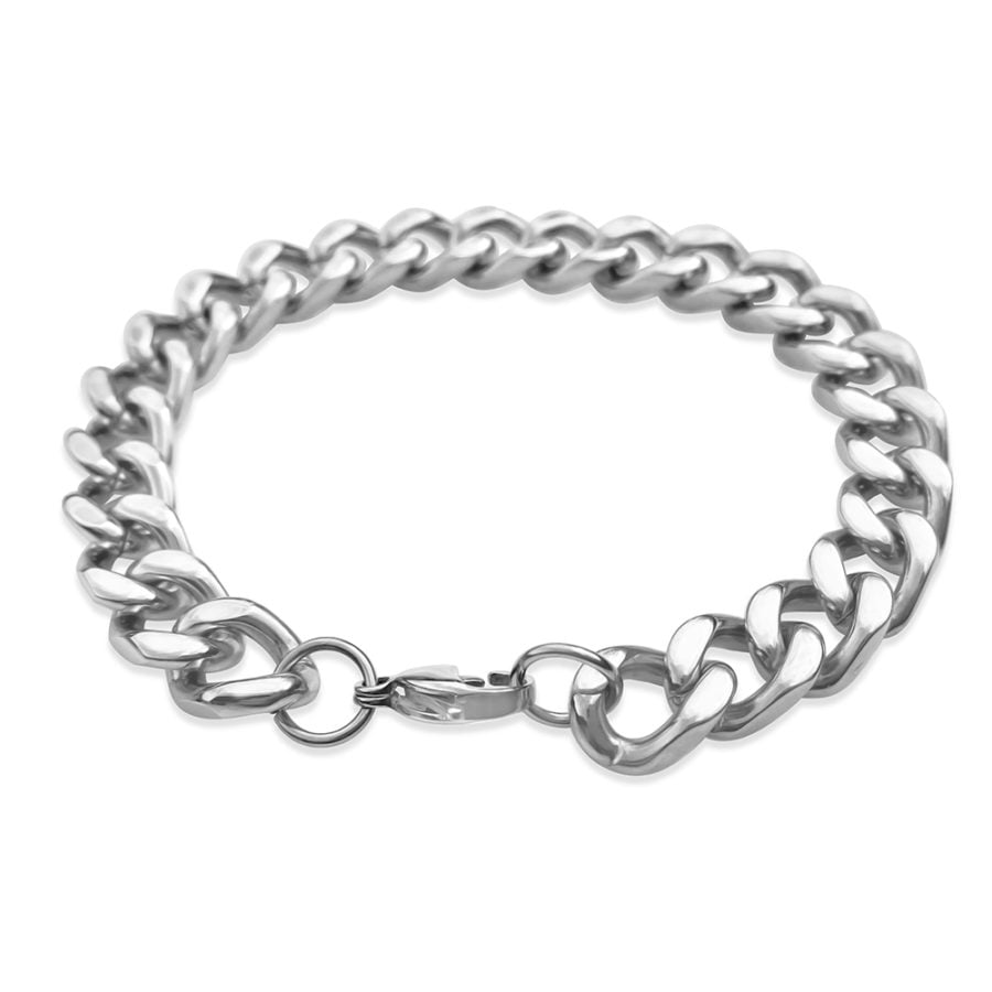 Mens Silver Curb Bracelet | 10mm Width | Alfred & Co. London