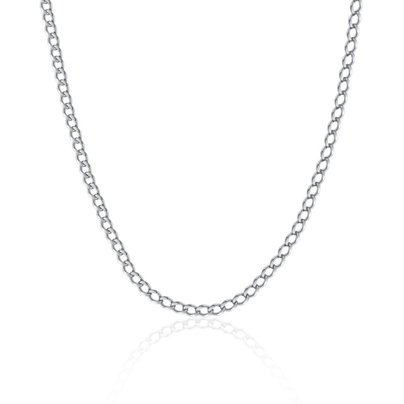 Mens Thin Silver Cuban Chain - 4mm