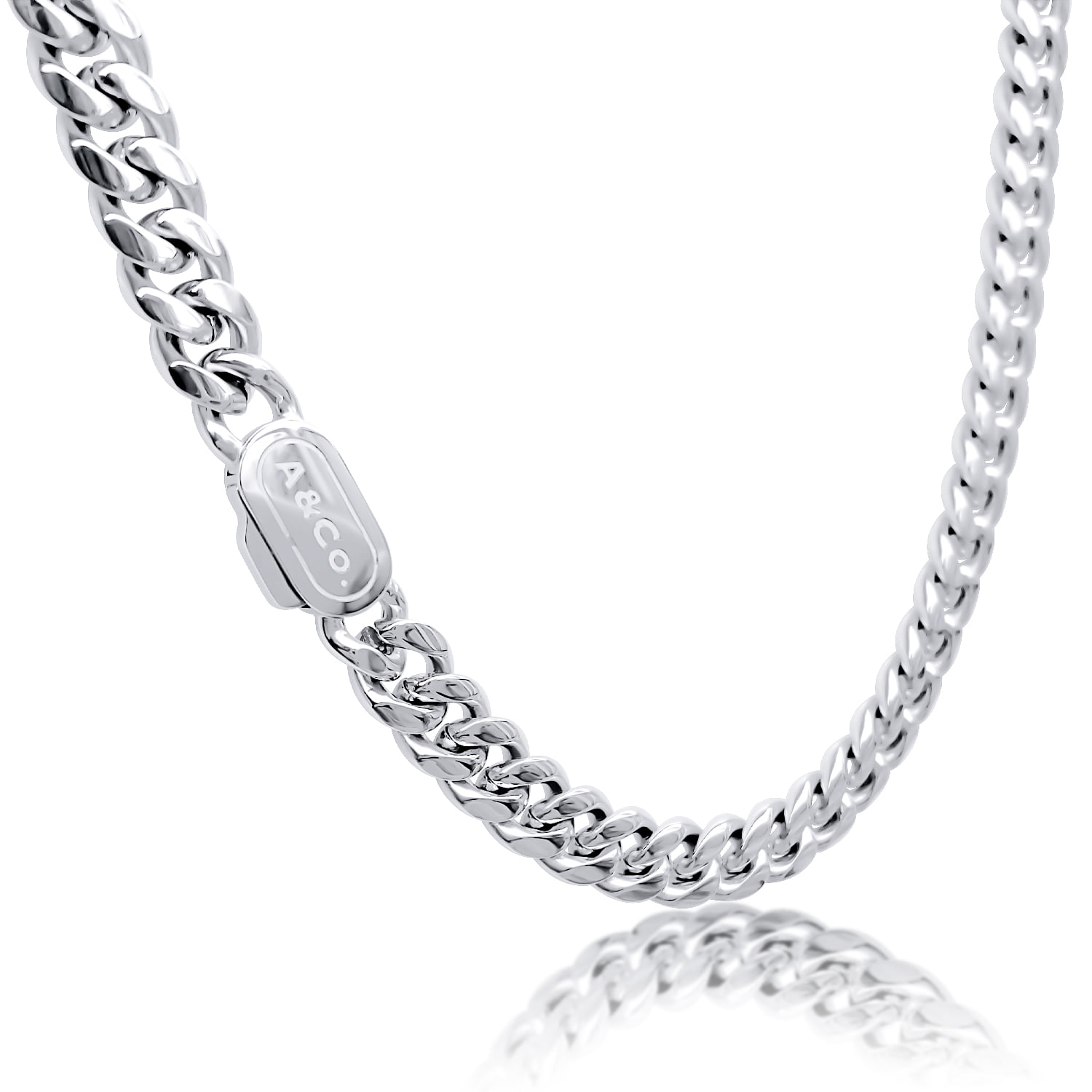 Solid 925 Sterling Silver Men's Miami Cuban Link Chain Necklace 8mm Diamond  Cut