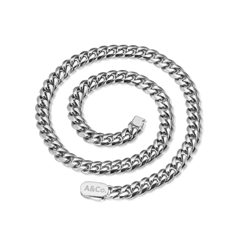 Mens Silver Cuban Chain 10mm Width