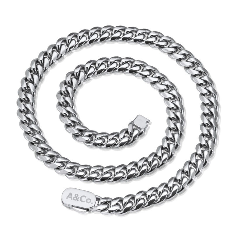 Heavy Silver Cuban Chain Necklace 12mm