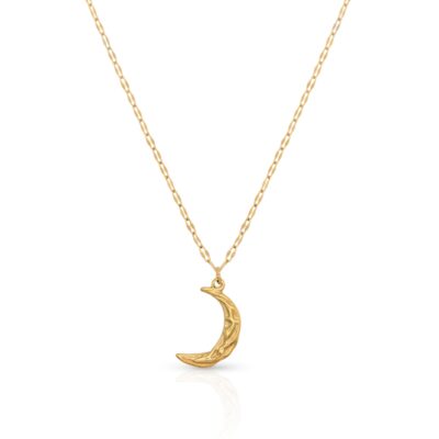 Crescent Moon Pendant Necklace Gold