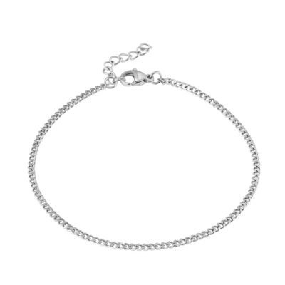 Thin Silver Curb Bracelet