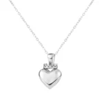 Crowned Heart Pendant Necklace | Silver