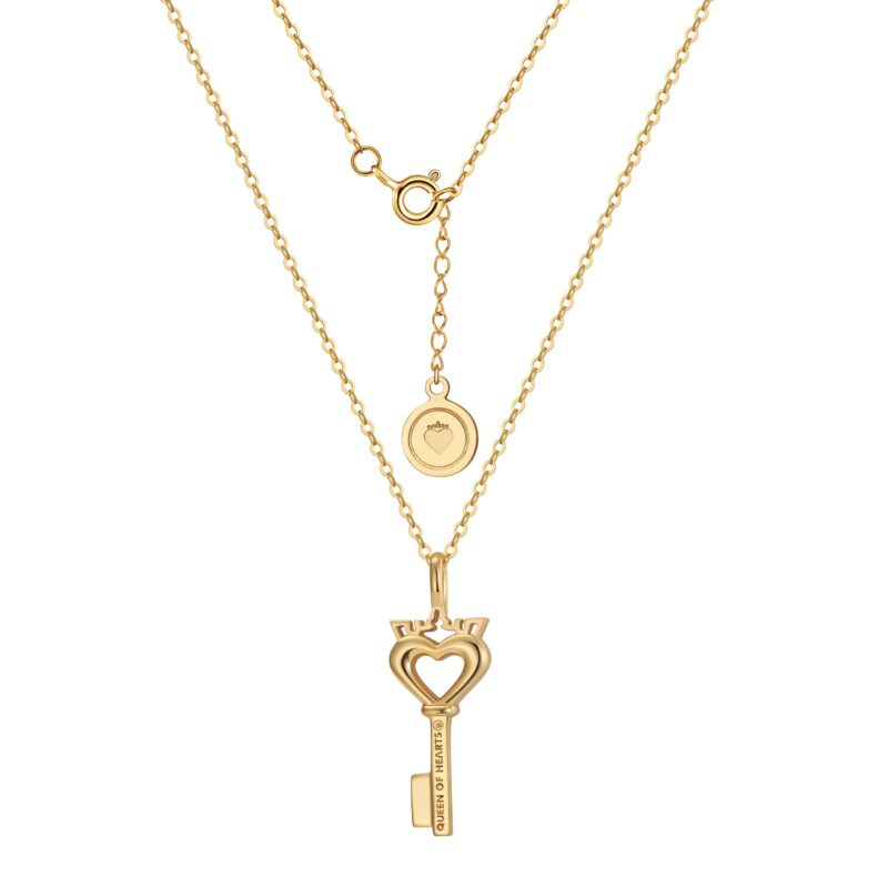 Crowned Heart Key Pendant Necklace | Gold - Image 3