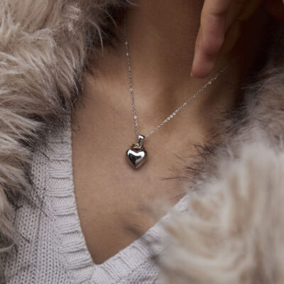 Silver rose gold heart necklace