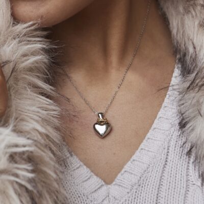 Silver Gold Heart Necklace