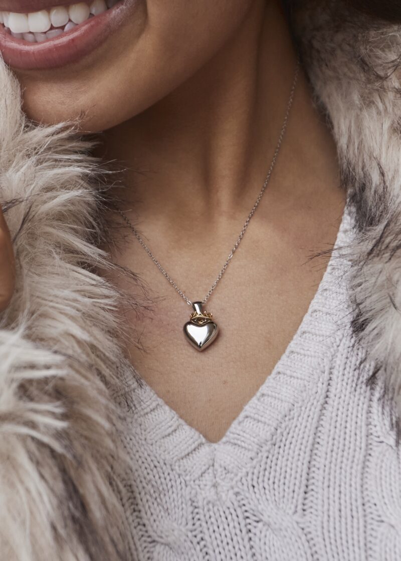 Silver Gold Heart Necklace