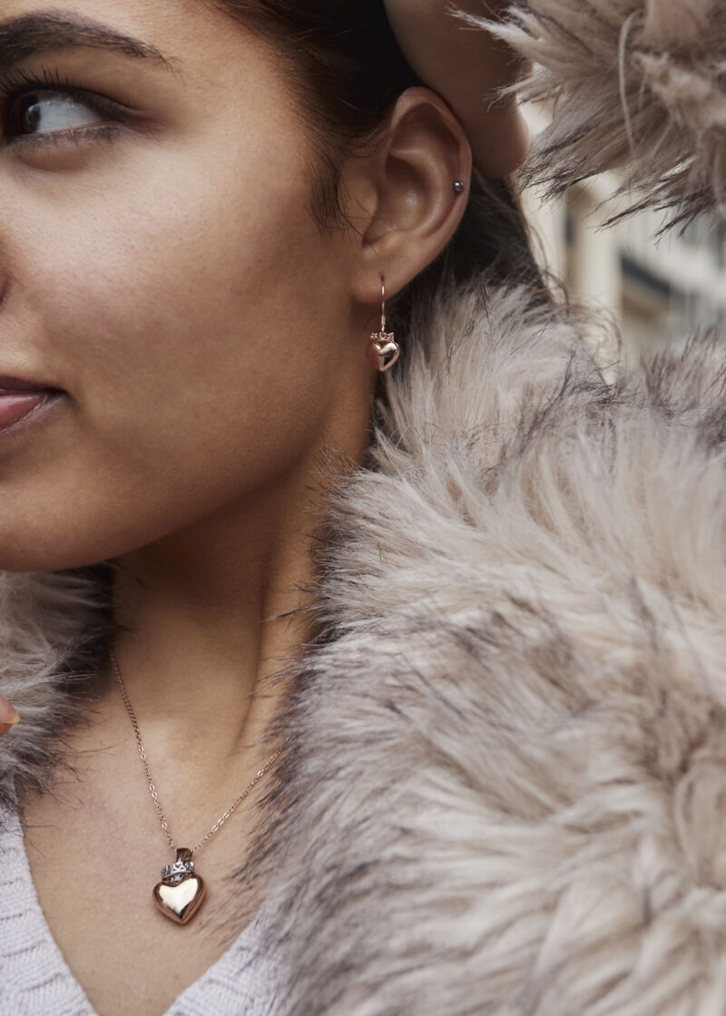 Rose Gold Silver Heart Necklace