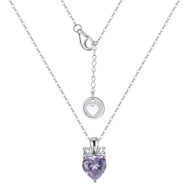 Crowned Heart Birthstone Pendant Necklace | June - Alexandrite - Image 2