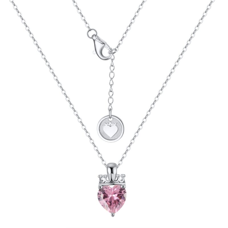 Crowned Heart Birthstone Pendant Necklace | October - Tourmalin - Image 2