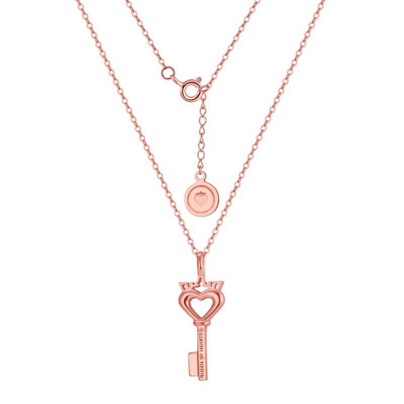 Crowned Heart Key Pendant Necklace | Rose Gold - Image 2