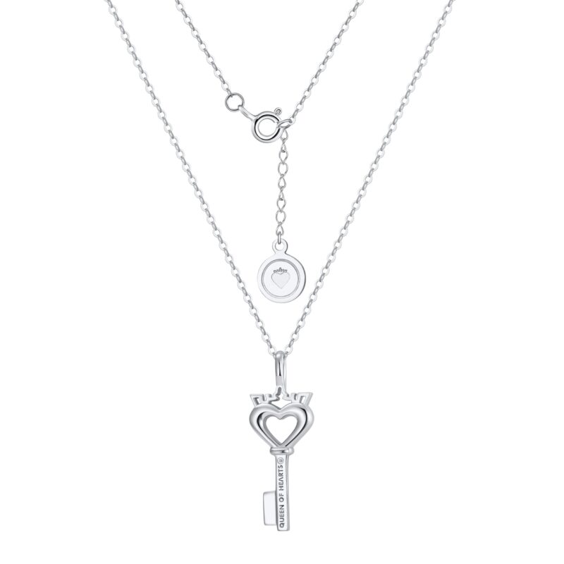 Crowned Heart Key Pendant Necklace | Silver - Image 2