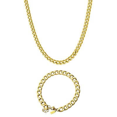 Cuban Chain & Bracelet Set (GOLD) 9MM WIDTH