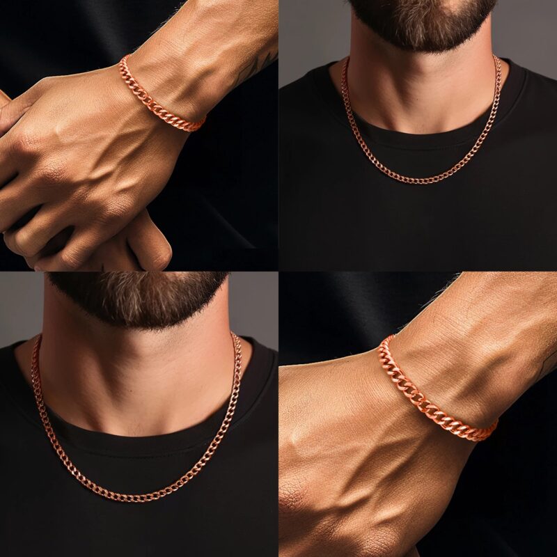 Rose Gold Necklace & Bracelet Set